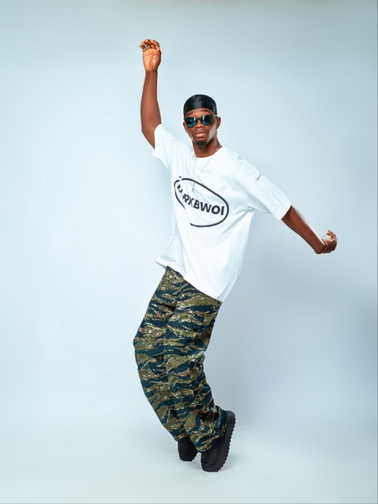 Dynamic fashion pose with streetwear