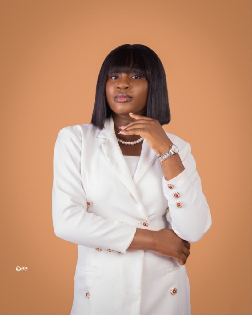Woman in white blazer editorial